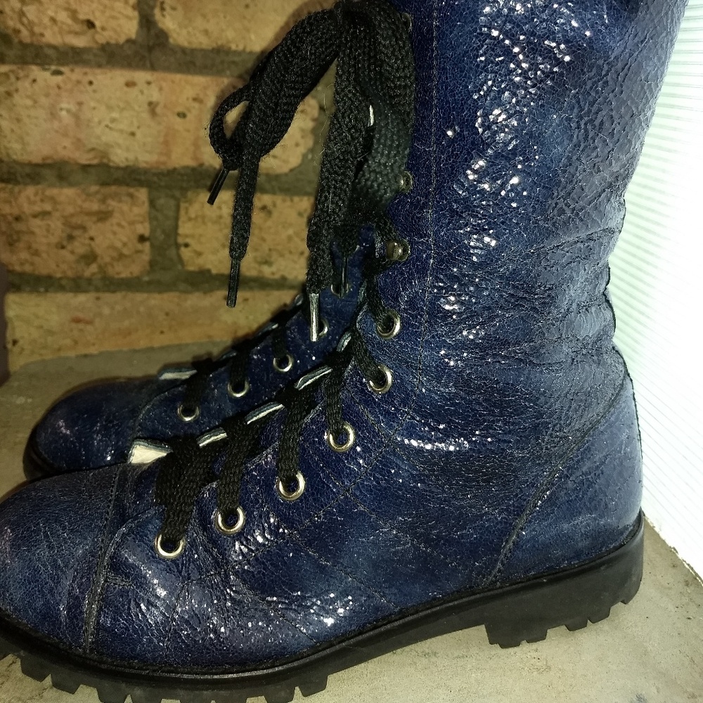Marc Jacobs sparkle leather combat boots